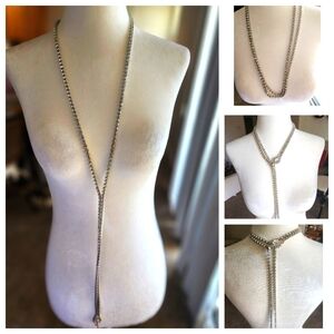 Tennis Necklace- Extra Long CZ Y- Necklace- Back Necklace Multi Functional